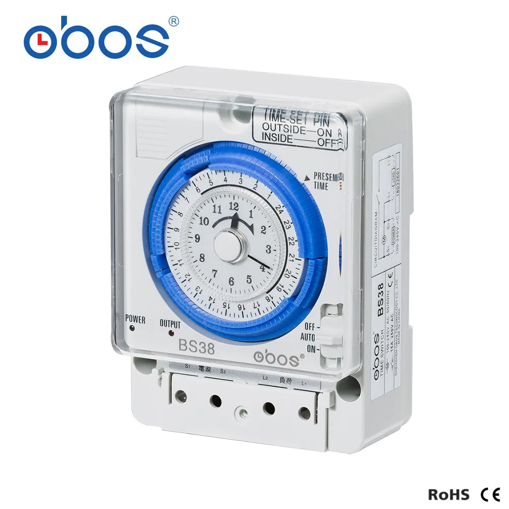 OBOS-مفتاح مؤقت تناظري LED ، مفتاح احتياطي ميكانيكي 24 ساعة ، يدوي/تلقائي ، TB388