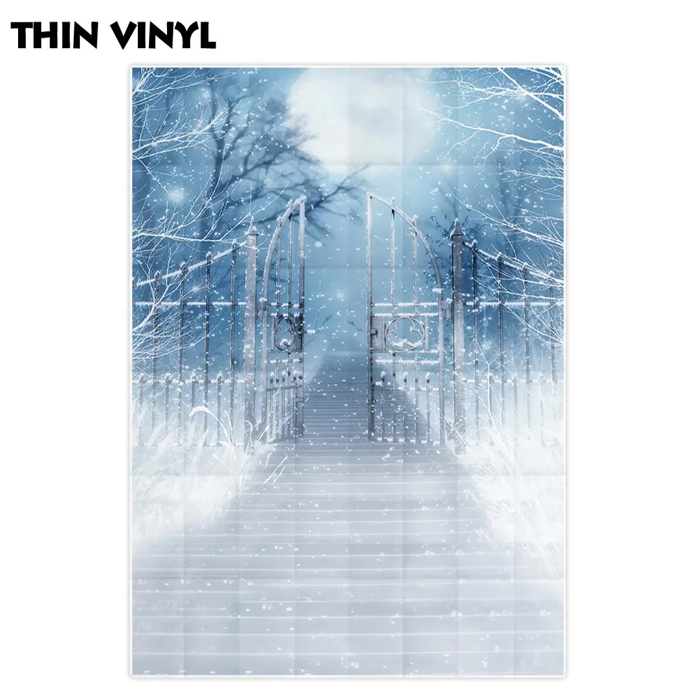 Allenjoy Musim Dingin Gate Fotografi Bokeh Latar Belakang Alam Jalan Salju Latar Belakang Photobooth Photo Studio Photocall Kain Baru