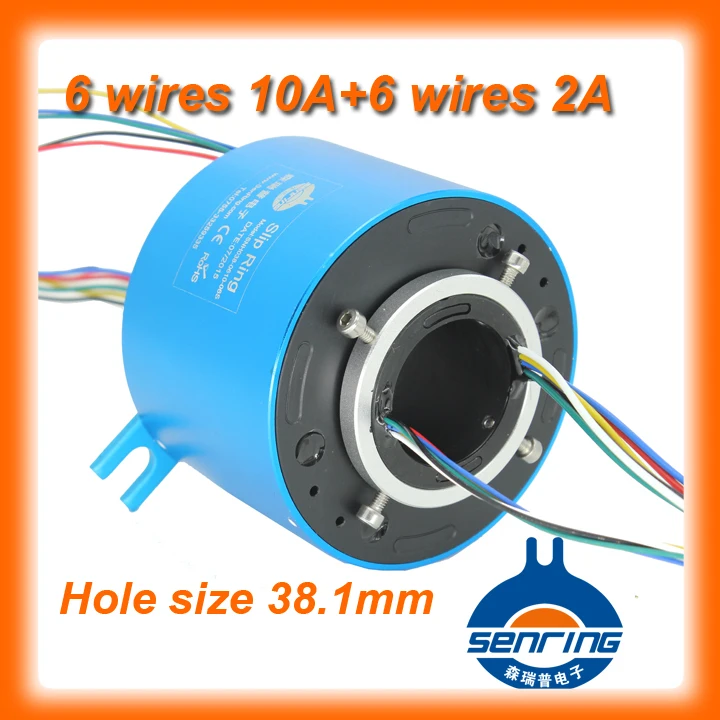 Electrical rotary connector 1.5'' bore size(38.1mm) with 6 circuits 10A,6 circuits signal of through hole slip ring