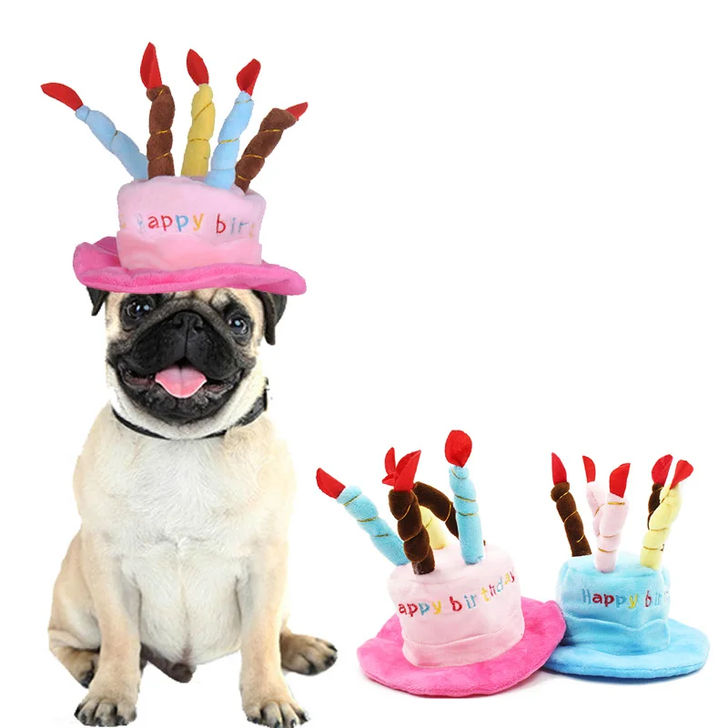 Cute Pets Dog Cats Birthday Caps Adjustable Corduroy Colorful Candles Small/Medium Dog Hat  Puppy Cats Cosplay Costume Headwear