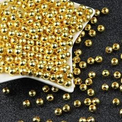 Metal Silver plating Gold Color beads 2 3 4 6 8mm Round Iron ball bracelet Spacer Loose bead for Jewelry making DIY Accessories