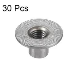 Uxcell 30pcs M5 M6 M8 Carbon Steel Round Base Screw In Tee Nut Brad Hole for Woodworking Furniture