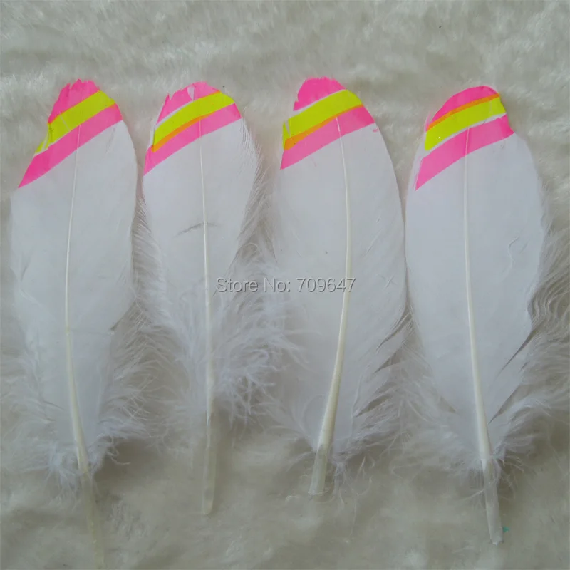 50Pcs/Lot!15-20cm-Peach+Yellow+Peach Dipped Goose Satinettes Feathers,Fashion Craft Feathers for Millinery,Wedding,Decorativas