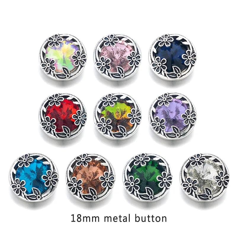 Hot w123 Crystal 3D 18mm 20mm Metal Snap Button For Bracelet Necklace Interchangeable Jewelry Women Accessorie Findings