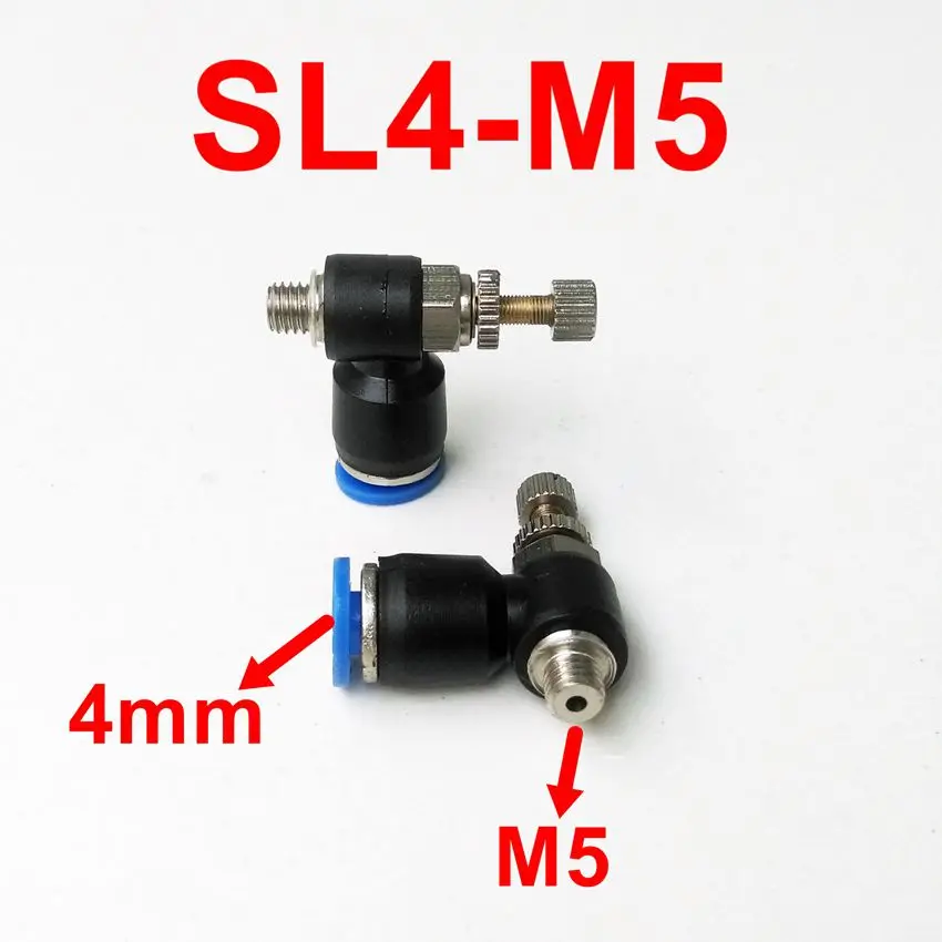 

10pcs/lot Pneumatic Air Fitting Throttle valve SL4-M5 Air Speed Control