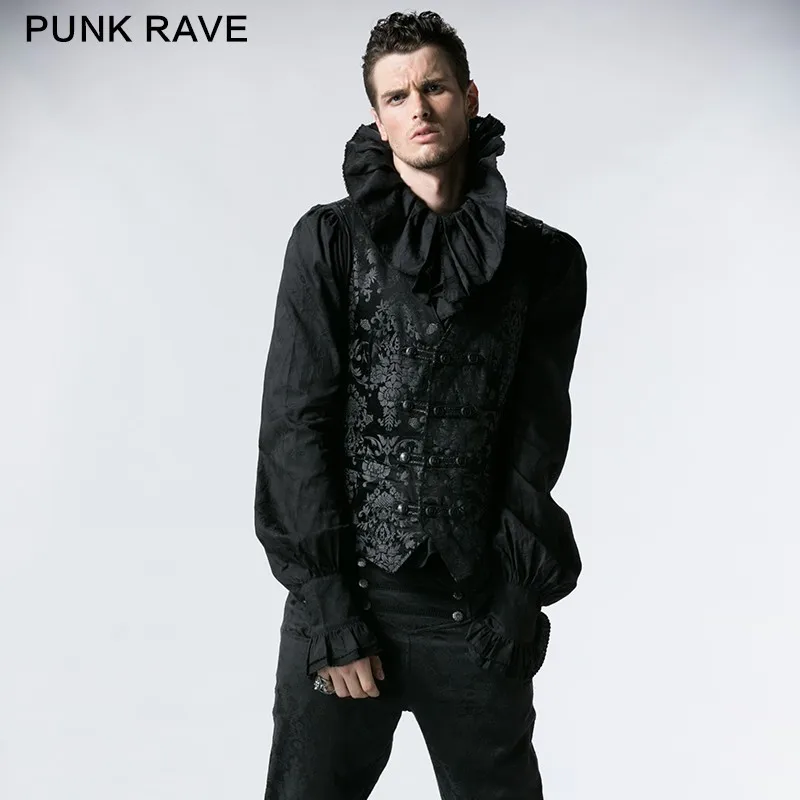 

Punk Rave Gothic Palace Printed Vest V-Neck Chaleco Hombre Vest Men Striped Erkek Yelek Y-452