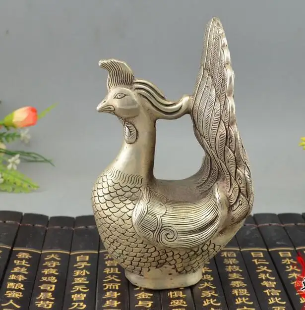 China collection archaize white copper peacock spreads its tail crafts statue