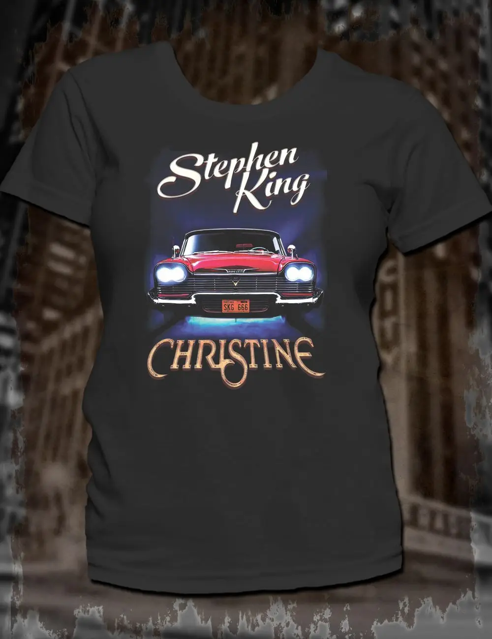 New Black Stephen King Christine T-Shirt Horror Novel Tee Supernatural Car Brand Clothing Men O-Neck Shorter Slim Fit T-Shirt