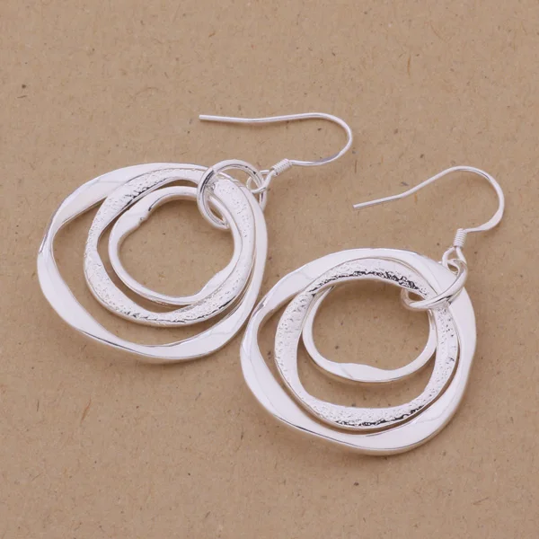 Production hot charm women lady Valentine\'s gift silver color charm Women circles earrings free shipping , jewelry LE008