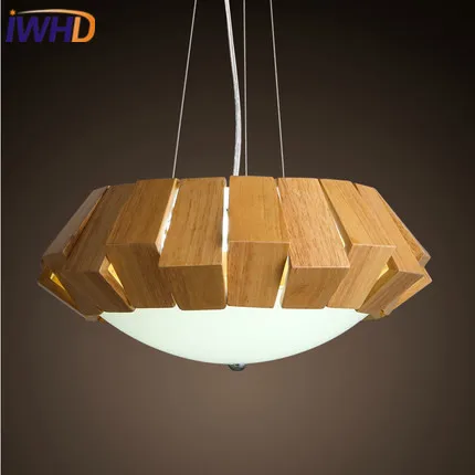 IWHD Wood Lampara LED Hanging Lights Modern Fashion Gourd Modern Pendant Lamp Nordic Style Fashion Bedroom Kitchen Iluminacion