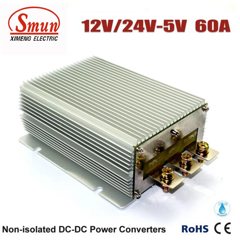 60A DC/DC Converter Voltages 12V 24V Reducer to 5V 300W LED Display Power Supply