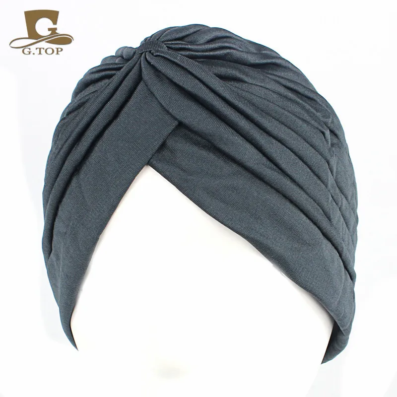 New Stretchy Turban Cap Chemo Head Beanie Cover Twisted Pleated Headwrap Assorted Colors Hair Cover Beanie Hats for Women Girls