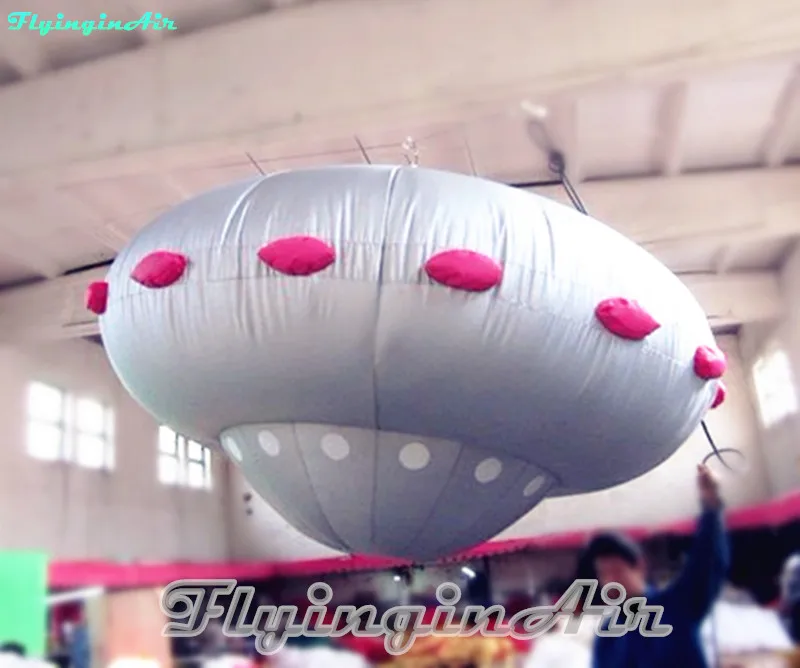 8 Feet Alien Spacecraft Show Inflatable Flying Saucer Hanging Air Blow Up UFO Balloon For Club Party Decoration