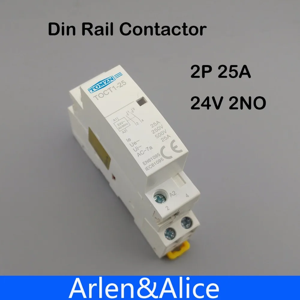 TOCT1 2P 25A 24V  50/60HZ Din rail Household ac Modular contactor  2NO or 1NO 1NC