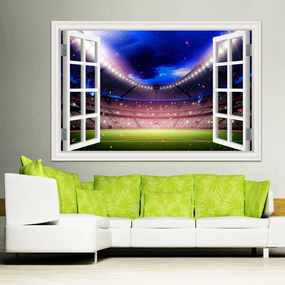 Large Wall Stickers for Home Decor, Football Ball, Soccer, Playground Landscape Wallpaper, Vinyl Wall Art Decal