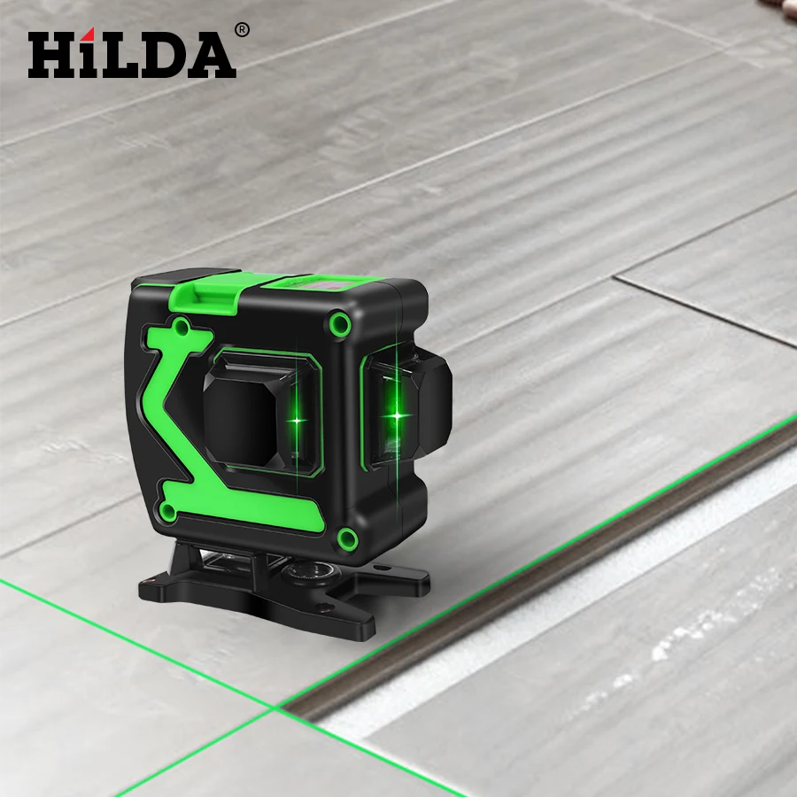 HILDA 3D Laser Level Self-Leveling 360 Horizontal And Vertical Cross Green 12 Lines 3D Rotary Level Laser Horizontal Vertical