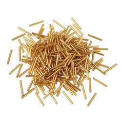 Approx 2000pcs/440g 20x2.5mm Long Tube Lined Goldenrod Transparent Glass Bugle Spacer Beads Jewelry Garment Accessories