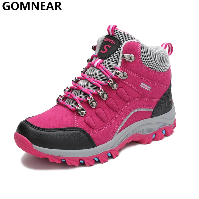 

GOMNEAR Women's Hiking Boots Breathable Outdoor Mountain Hiking Athletic Shoes Trekking Hunting Antiskid Sport Shoes For Female