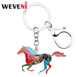 WEVENI Statement Metal Elegant Running Horse Key Chain Keychain Rings Trendy Animal Alloy Jewelry For Women Girl Hot Car Pendant