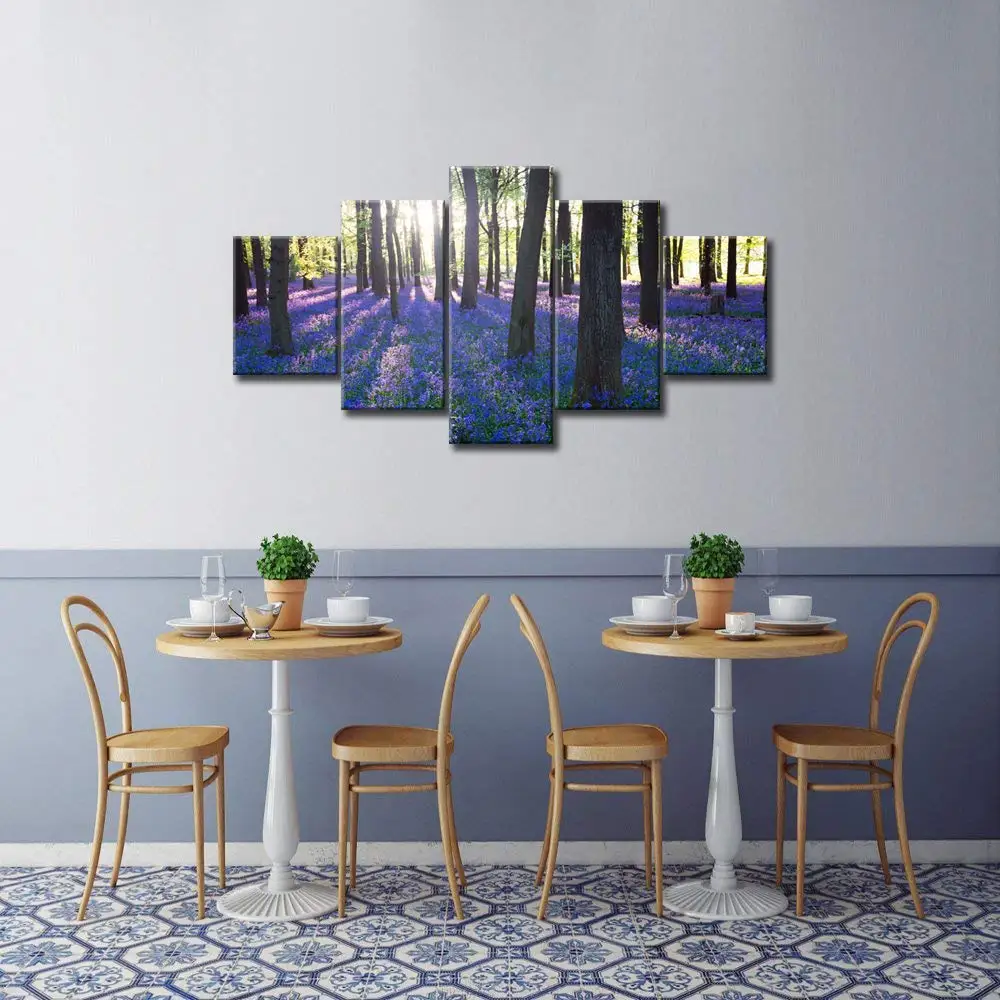 Poster HD Print Modern Art Canvas Living Room 5 Pieces Lavender Picture Decoration Mangrove Forest Painting