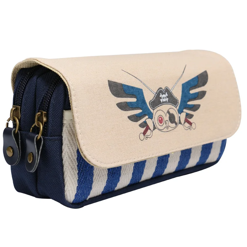 Sea Soul Retro Canvas Pencil Bag Male and Female Students Large Capacity Pencil Bag Stationery Bag