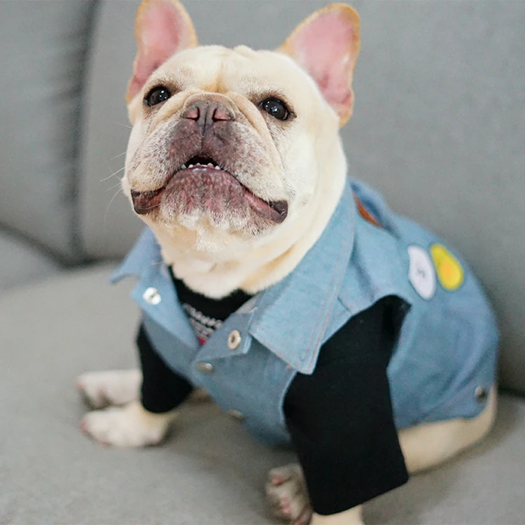 [MPK Store] New Summer Dog Clothes Cat Clothes French Bulldog Denim Vest English bulldog Casual Wear