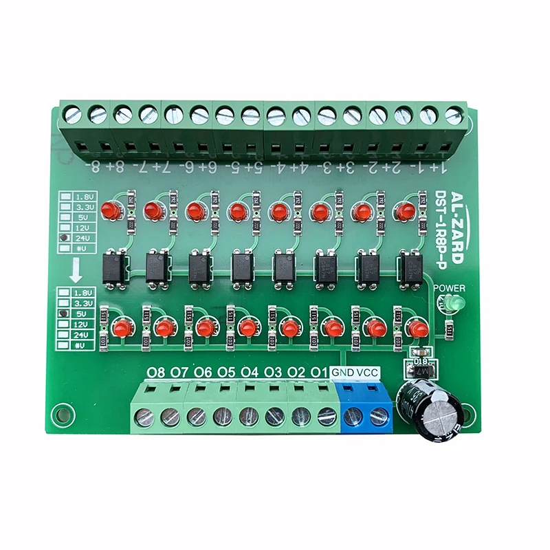 8Channel Optocoupler Isolation Board Module PLC Signal Level Voltage Converter PNP Output Adapter Module24V to 5V 12V 3.3V1.8V