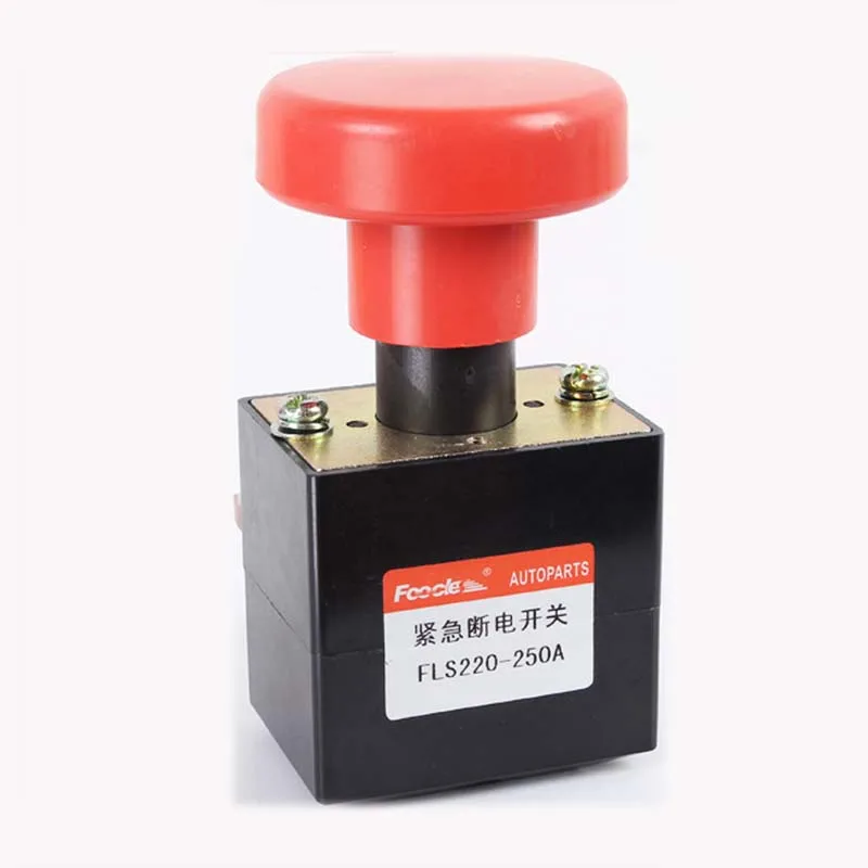 FLS220-250A DC 36V 250A  Red Mushroom Head Emergency Stop Push Button Switches for Various Electric Motor Car Vehicles Forklift