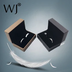 Qualität Engagement Hochzeit Paar Ring Box Schwarz Braun PU Leder Schmuck Ringe Verpackung Box Geschenk Box Ohrring Stud Storage Fall