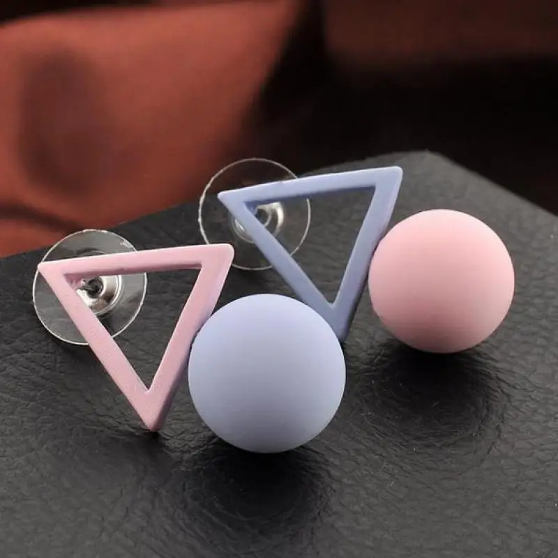 Asymmetry Fashion 1 Pair Triangle Different Candy Color Women\'s Earrings Korean Style Earrings Jewelry Crystal Earrings Brincos