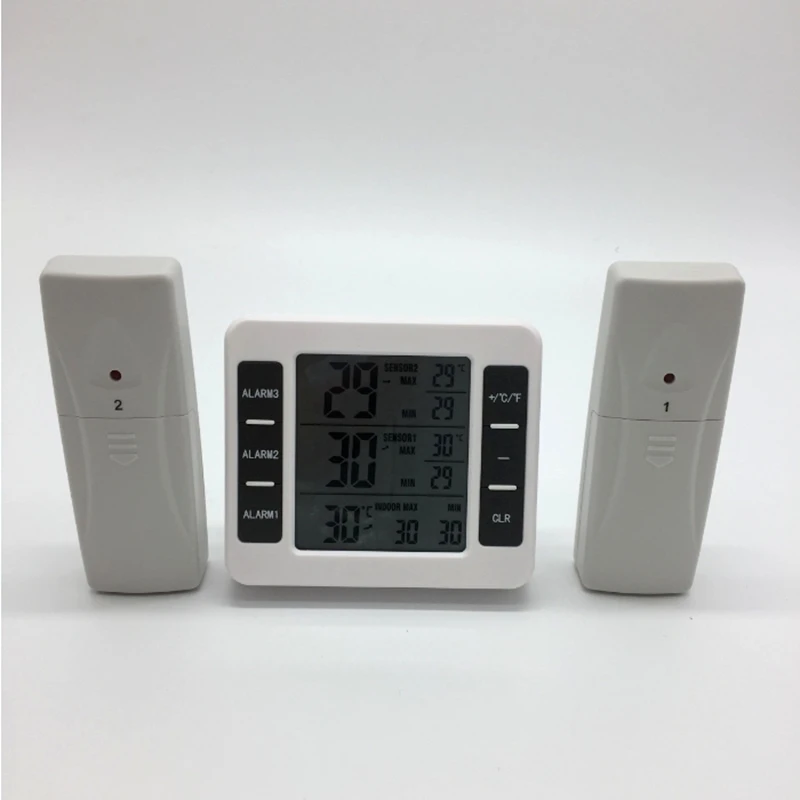 Digital Refrigerators Freezers Wireless Thermometer 60C C/F Interior Exterior Max Min Fridge Temperature Monitor Meter w Sensor