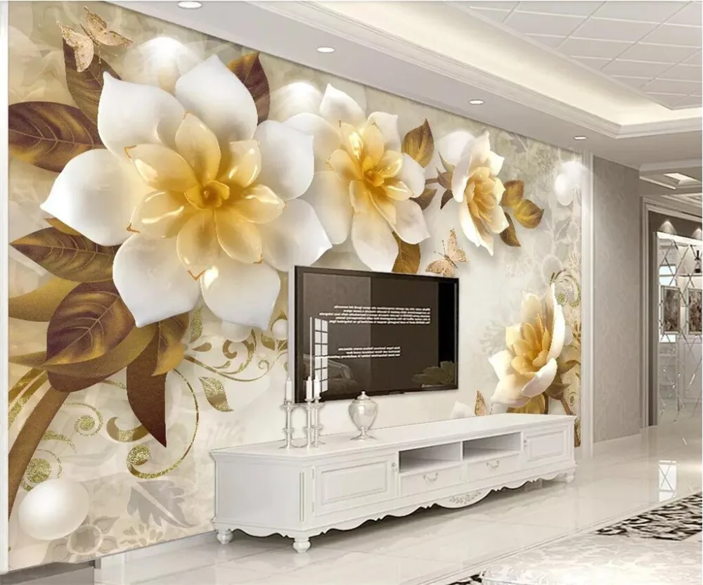 

beibehang Custom wallpaper 3D embossed jewelry flowers simple 5d European living room background wall paper 8d papel de parede