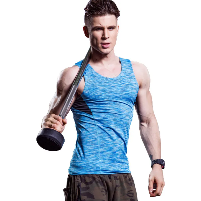 

Men's Sportswear T-Shirts Compression Tights Fitness Tank Top Sleeveless Blouse Sport Quick Dry Men Running Gym Vest