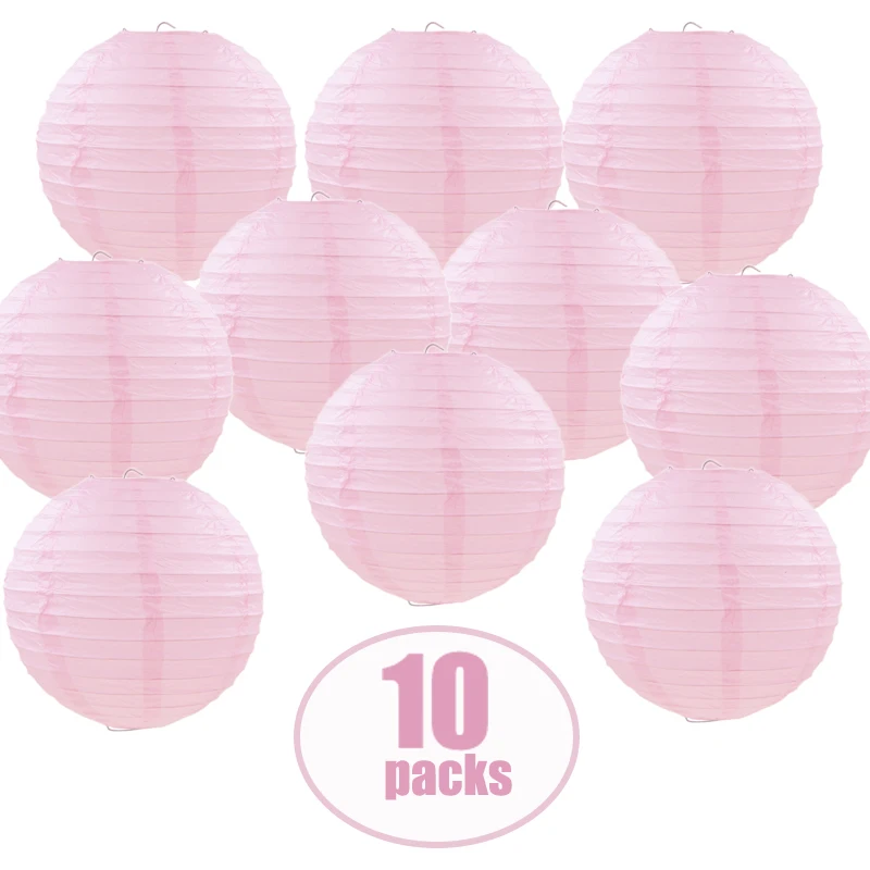 

10 Pcs Per Set Light Pink Paper Lantern Chinese ball lampion for Wedding lanterne papier Outdoor Indoor Hanging Decor Favor