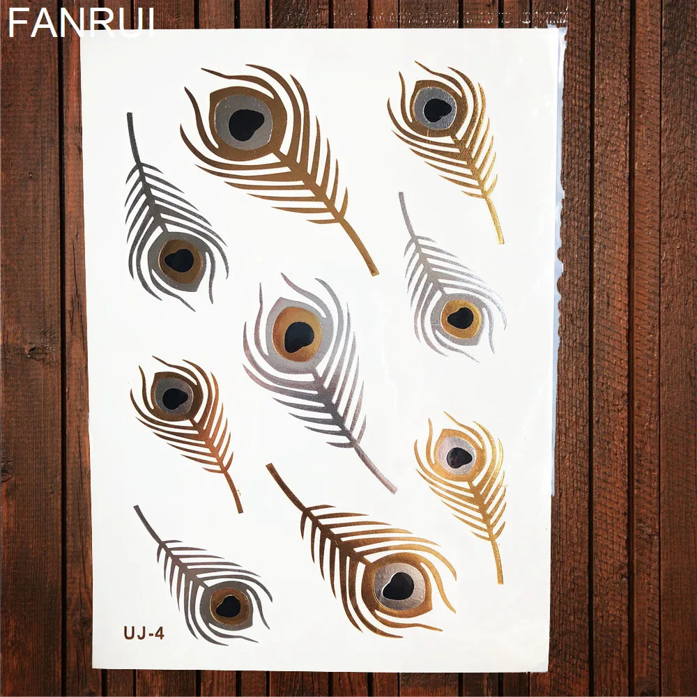 Summer Gold Metallic Temporary Tattoo Stickers Angle Eagle Bracelet Girls Waterproof Tattoo Women Arm Legs Flash Tatoos Chains