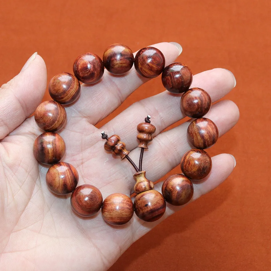 Wood Beads Bracelet 15mm Genuine Chinese Hainan HuangHuaLi Scented Rosewood Bangle Gift For Men Women