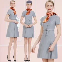 Striped  Flight Attendant Uniform Beautician Uniforms Dresses Beauty Salon Uniform Hostess Dress Uniform Flight Attendant DD2199