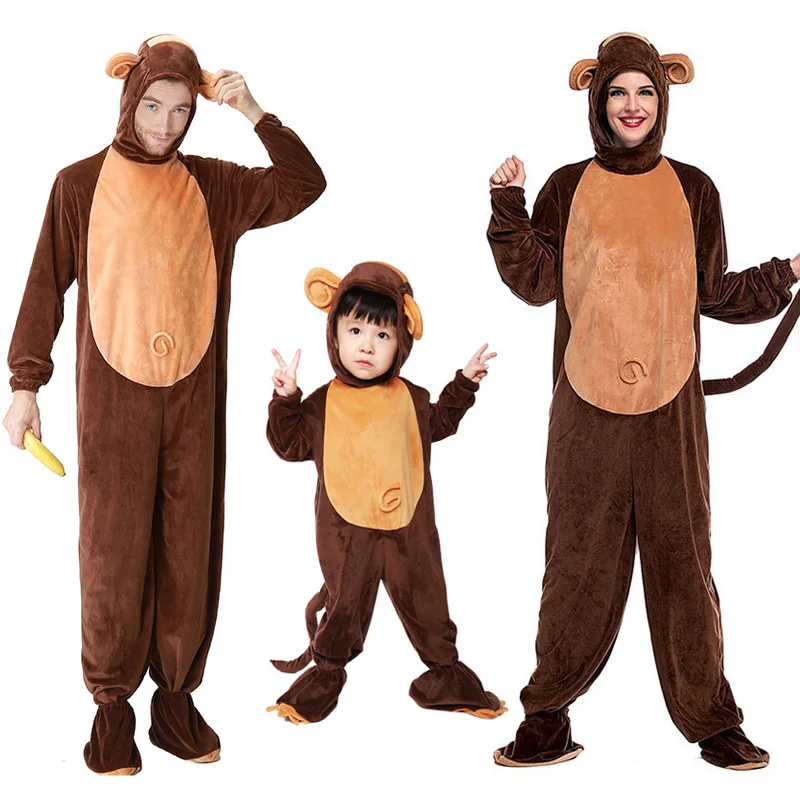 Women Kid Man Animal Pajamas Costume Family Monkey Pyjamas Jumpsuit Sleepwear Outfit