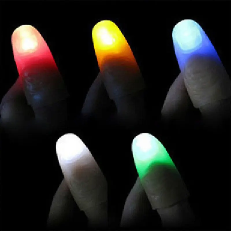 2Pcs(1 Pair)LED Light Flashing Fingers Magic Trick Props Kids Amazing Fantastic Glow Toys Children Luminous Gifts