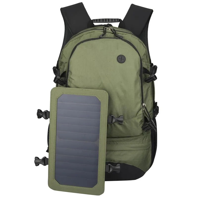 Solar Power Backpack with Solar Panel, Bottle Bag, Cycling, Climbing, Hiking, Travel, Men and Women, Laptop Bag, 35L