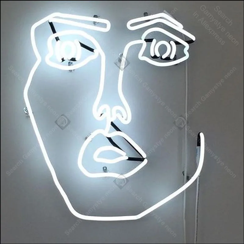 Neon light Signs white girl face woman Neon Bulbs sign Lamps Handcraft restaurant display neon Letrero Neons enseigne lumine