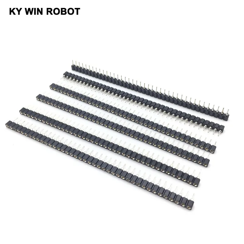 Conector de cabezal de Pin hembra redondo, fila única de 40 Pines, 1x40 Pines, 2,54mm, 10 unidades por lote