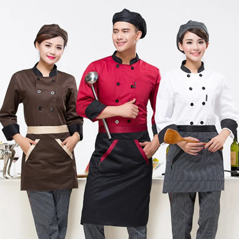 Jaquetas de chef de cozinha com manga comprida, roupas de trabalho para hotel, moda outono e inverno, vestuário de trabalho, uniforme de chef de cozinha