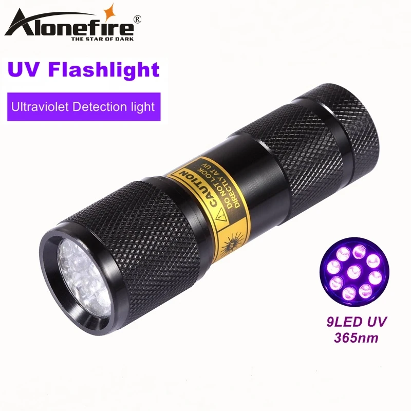 AloneFire 9 LED 365nm Uv light Blood check ultra violet flashlight Invisible Pet Cat Dog urine Scorpion Detector Lamp TorchAAA