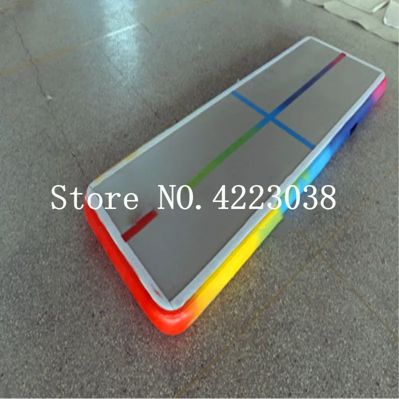 

Free Shipping 3*1*0.2m Rainbow air tumble track for gymnastics,free air pump inflatable gym mat with 0.9mm DWF material