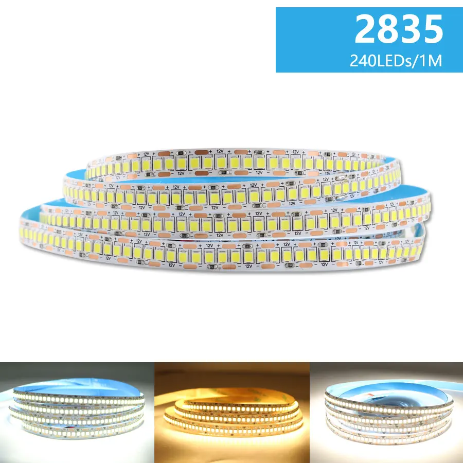 DC 12V LED Strip Light SMD 2835 Waterproof LED Strip AC 220V 5m 60Leds 120Leds 240Leds 12 V Lamp Tape Flexible Tape Ribbon Lamp