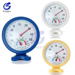 Thermometer Hygrometer Mini Round Clock-shaped Measuring Indoor Outdoor Wall Temperature Humidity Thermometer Meter Gauge