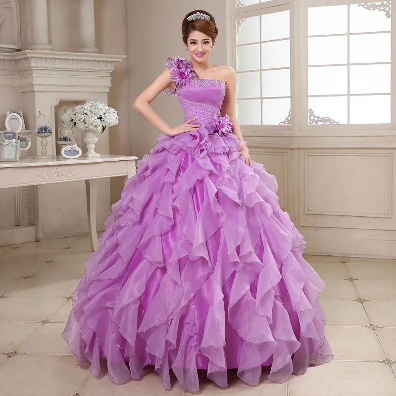 Quinceanera Dresses 2024 Sweet Flowers One-shoulder Crystal Luxury Ball Gown Lace Party Prom Formal Gown Plus Szie Customized