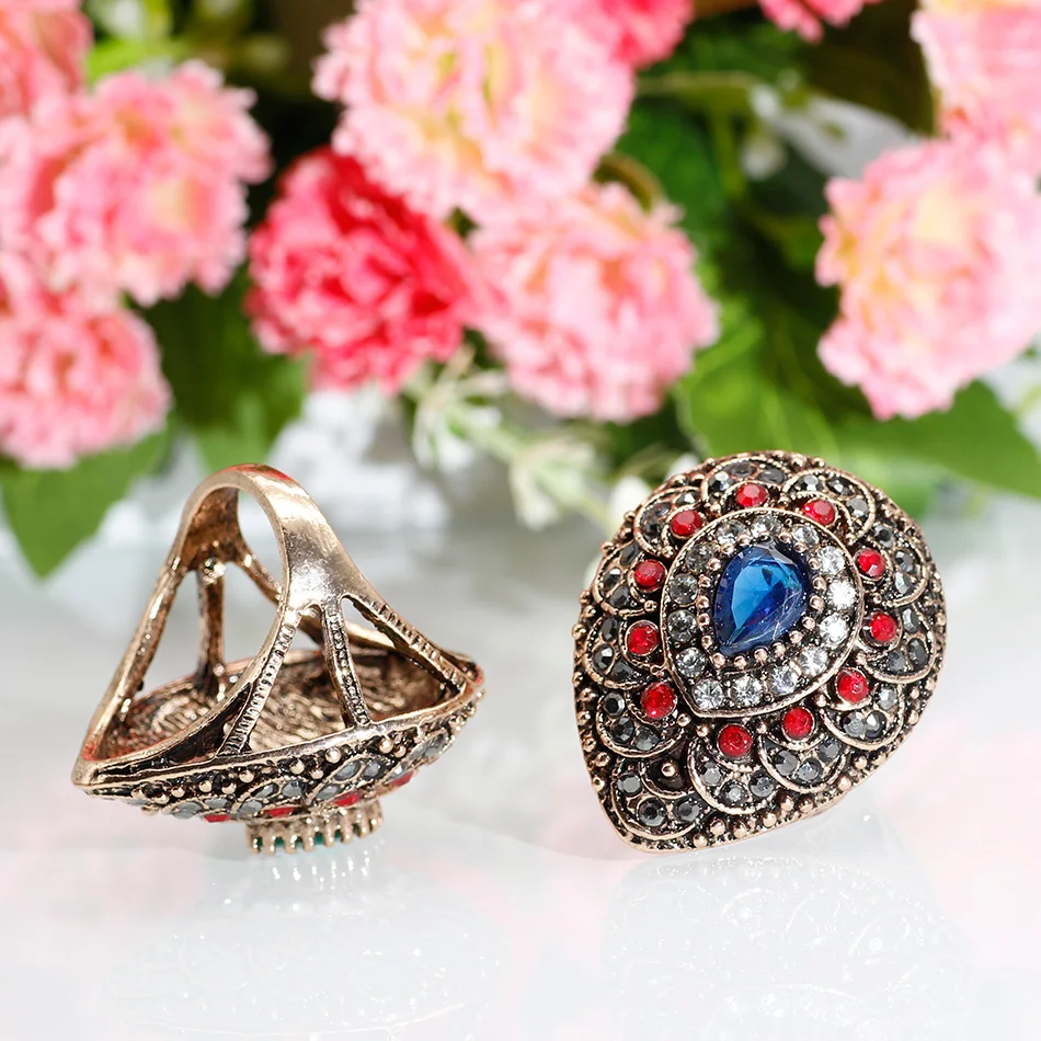 SUNSPICE MS Fashion Turkish Antique Ring For Women Bohemian Resin AAA Crystal Punk Charm Wedding Ring Vintage Jewelry Gifts 2019