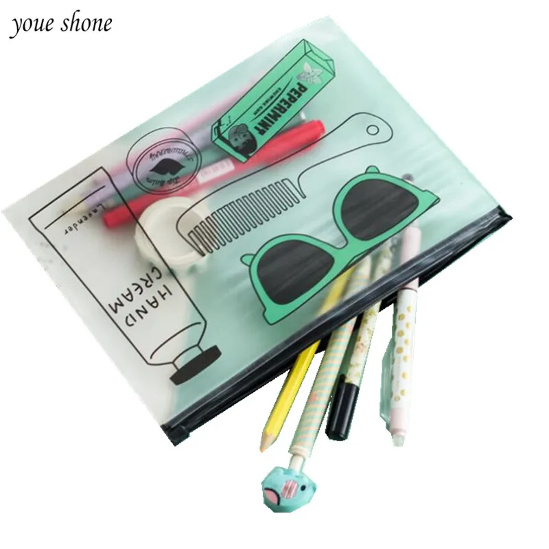 1Pcs/lot New Korea PVC Ticket Storage Bag Pencil Bag Large Glasses Pencil Case Chancery Penalty